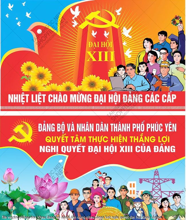 file vector phong san khau dang va nhan dan cung nhau doan ket nghi quyet dai hoi dang